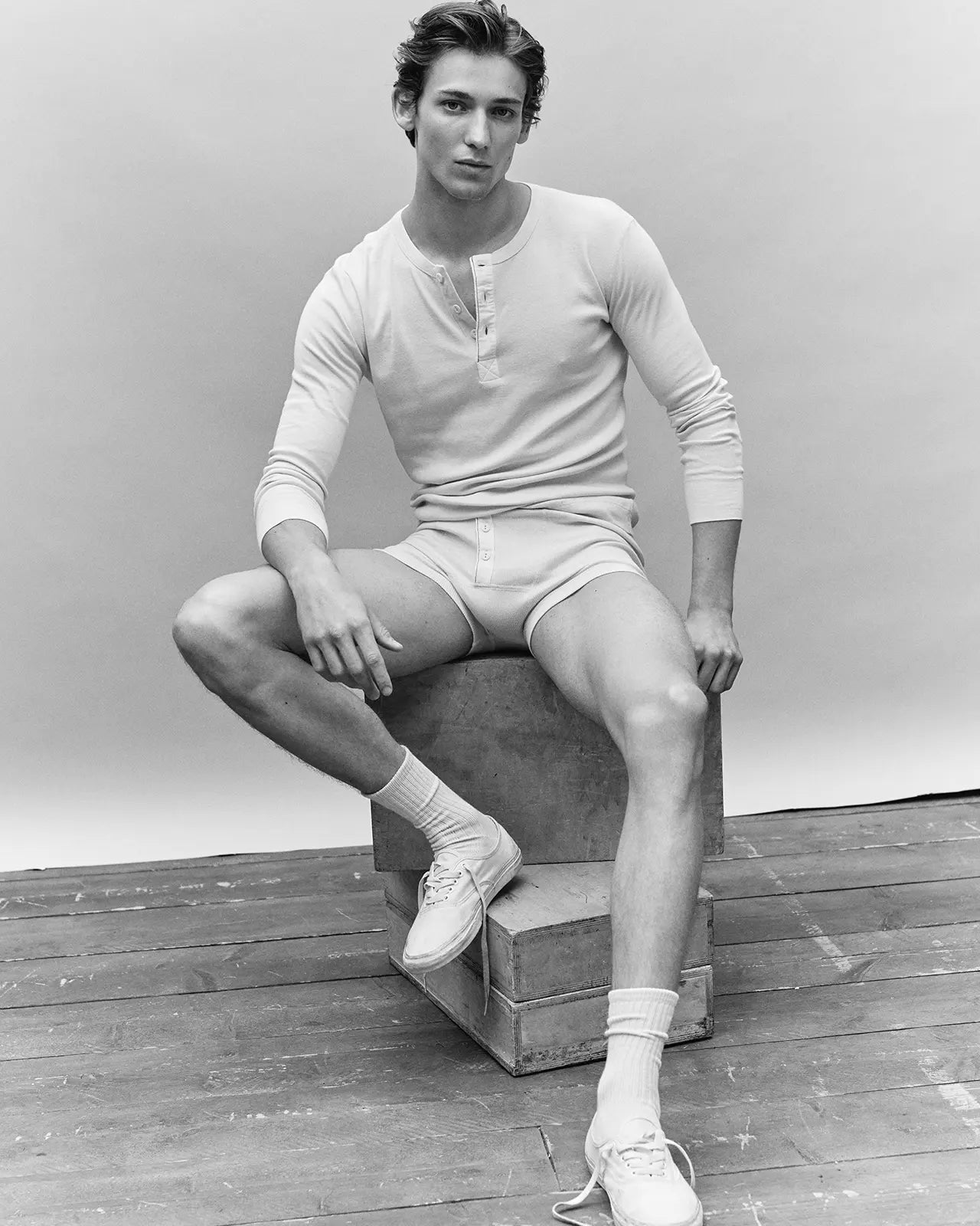 Men's white henley long sleeve
organic cotton Hemen Biarritz