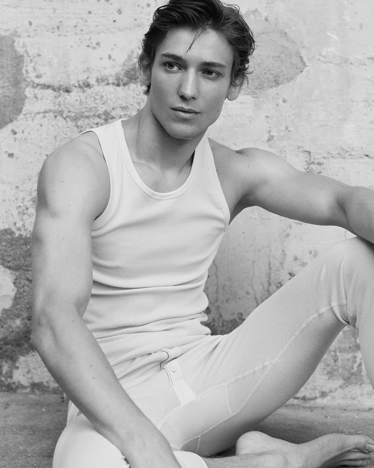 Men's white tank top & white longjohn
organic cotton Hemen Biarritz