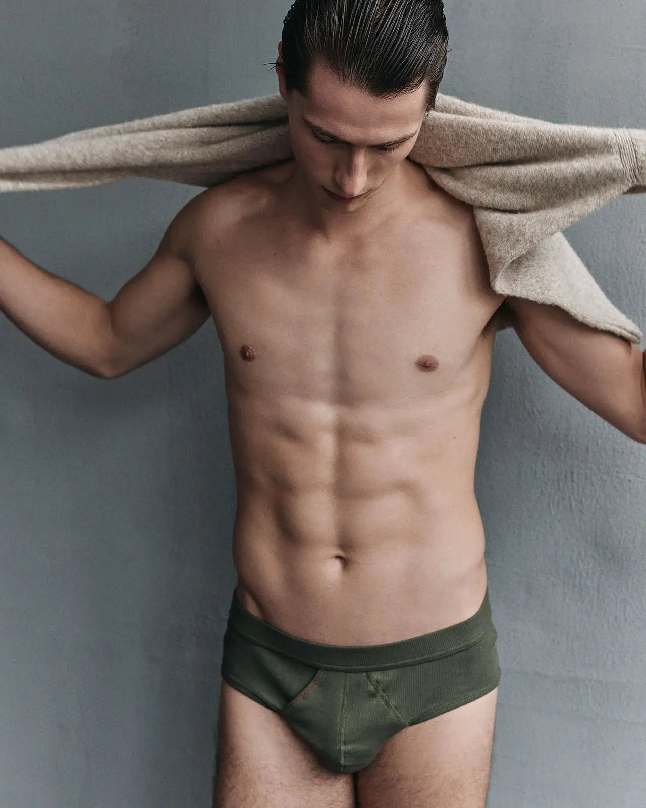 Mens brief | Dark forest green organic cotton men’s briefs front view | HEMEN Biarritz | brief