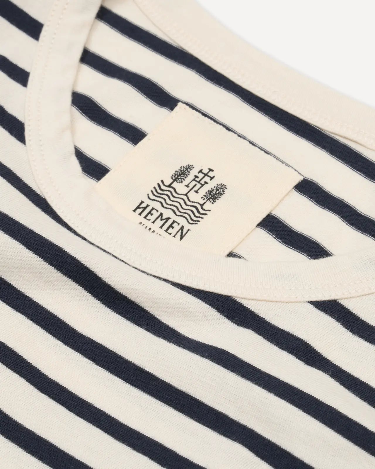 Men's T-shirt breton stripe natural marine detail 2 Dani Hemen Biarritz