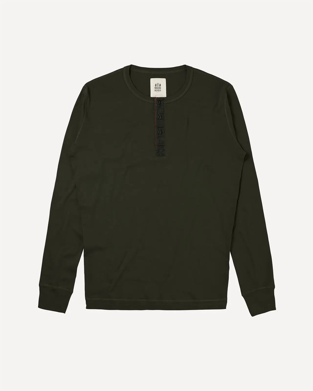 Men's henley dark forest green front Harri Hemen Biarritz