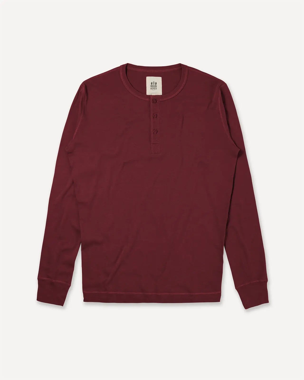Men's henley wine red front Harri Hemen Biarritz