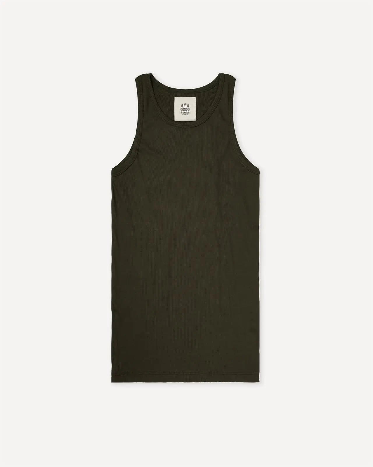 Men's tank top dark forest green front Gari Hemen Biarritz