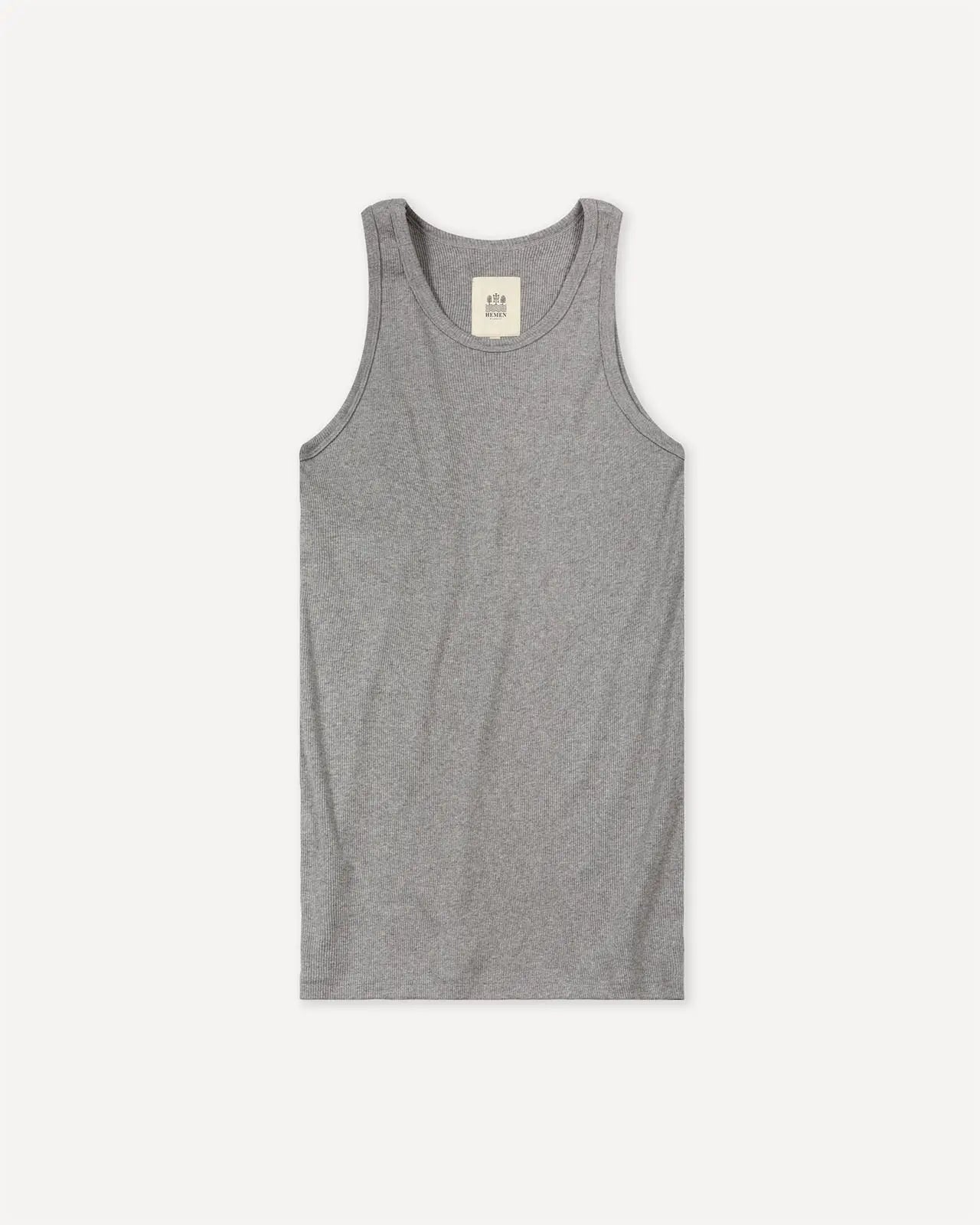 Men's tank top heather grey front Gari Hemen Biarritz