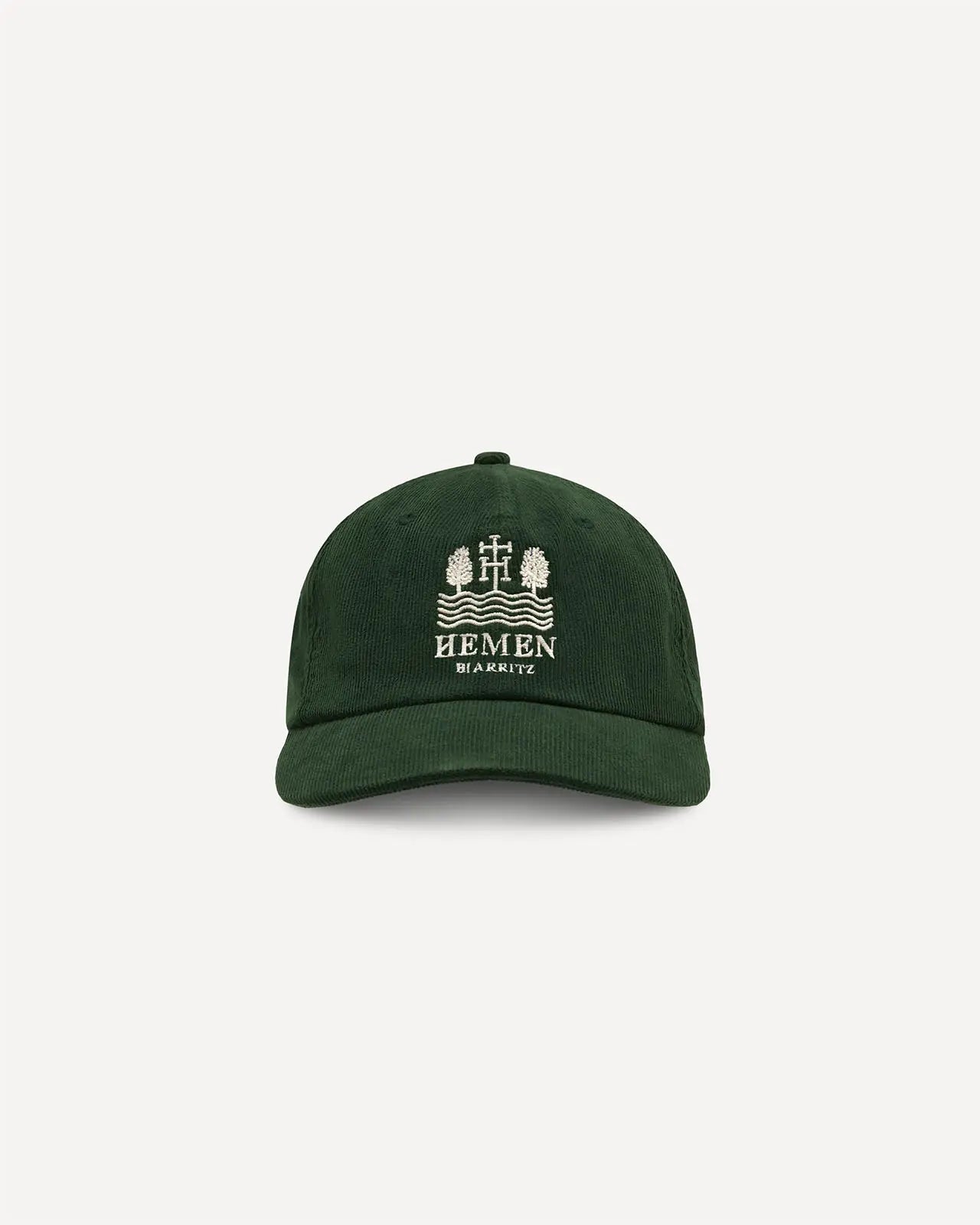 Quality access dark forest green caps front Hemen Biarritz