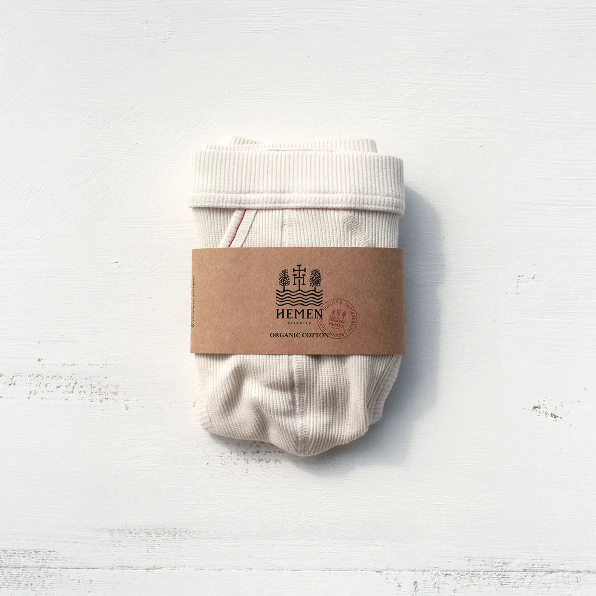 Briefs Etorwhite  underwear for men by Hemen Biarritz, organic cotton with front kraft ring
