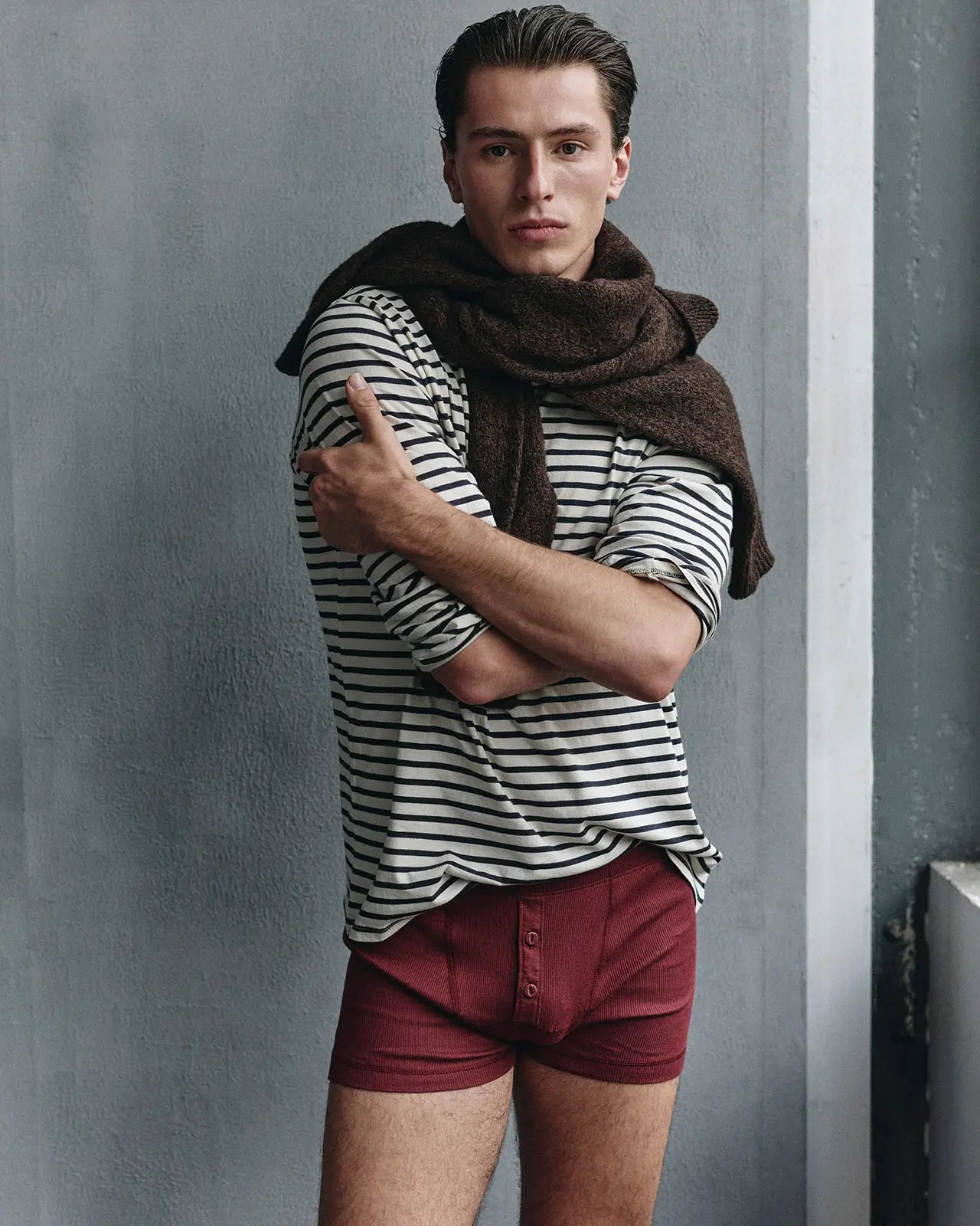 Black organic cotton men’s boxer briefs front view | HEMEN Biarritz | FP