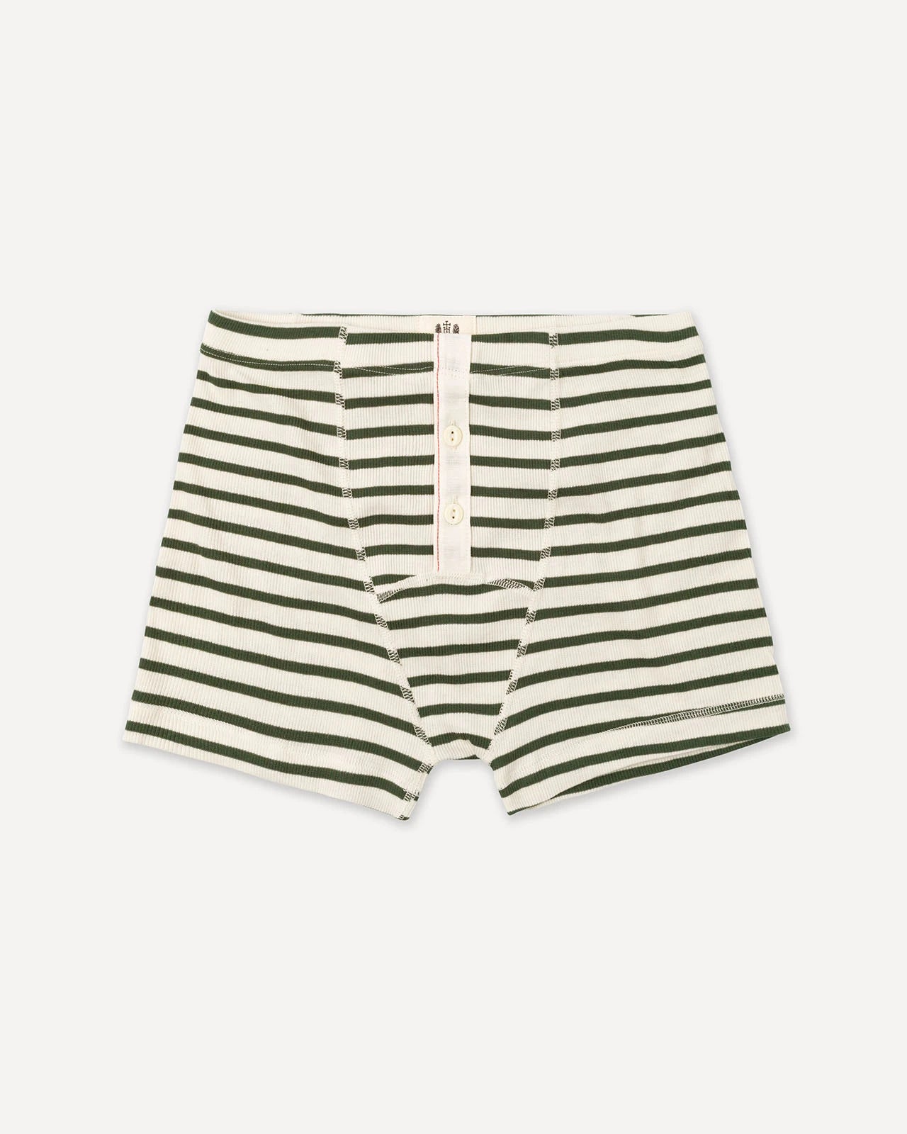 Men’s boxer brief breton stripe natural khaki front Albar Hemen Biarritz