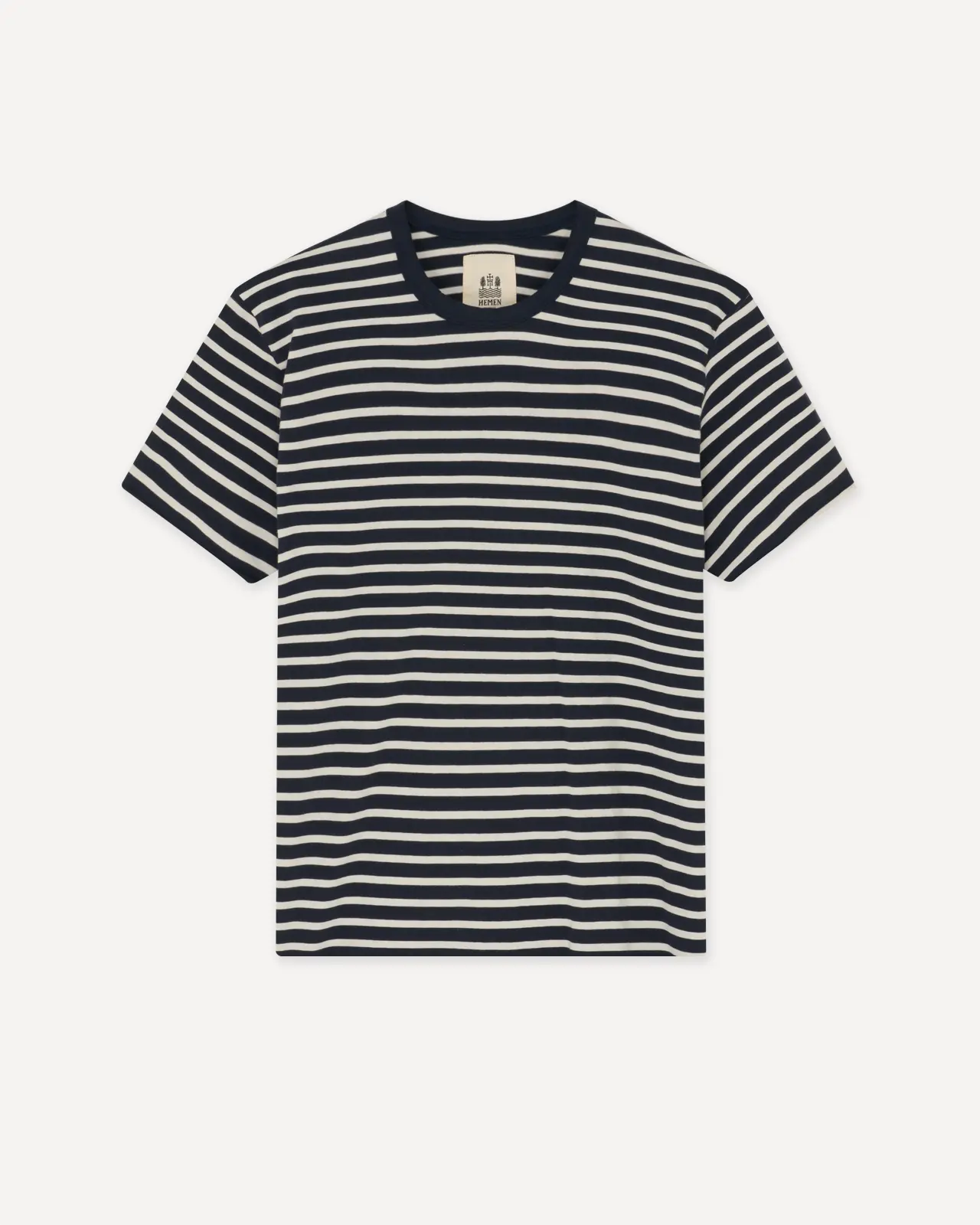 Men's T-shirt breton stripe deep marine front Dani Hemen Biarritz