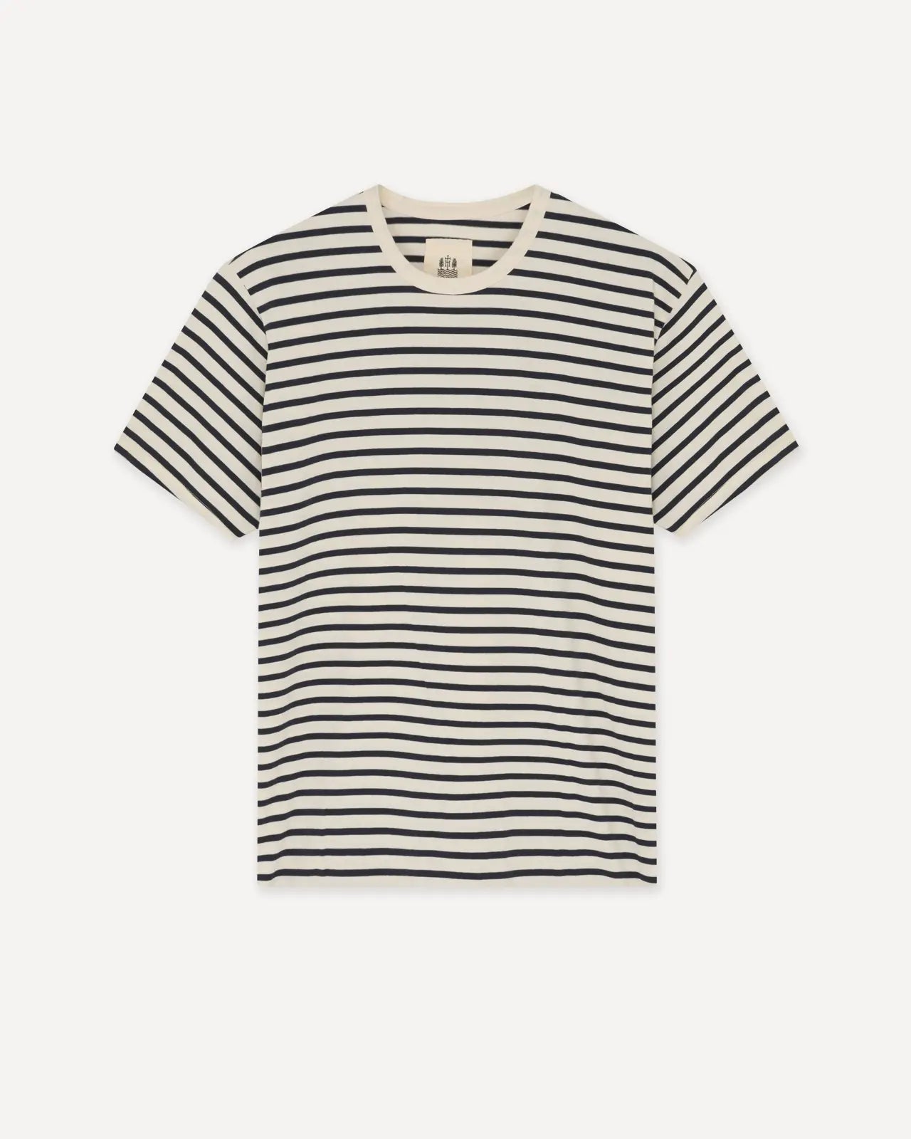 Men's T-shirt breton stripe natural marine front Dani Hemen Biarritz