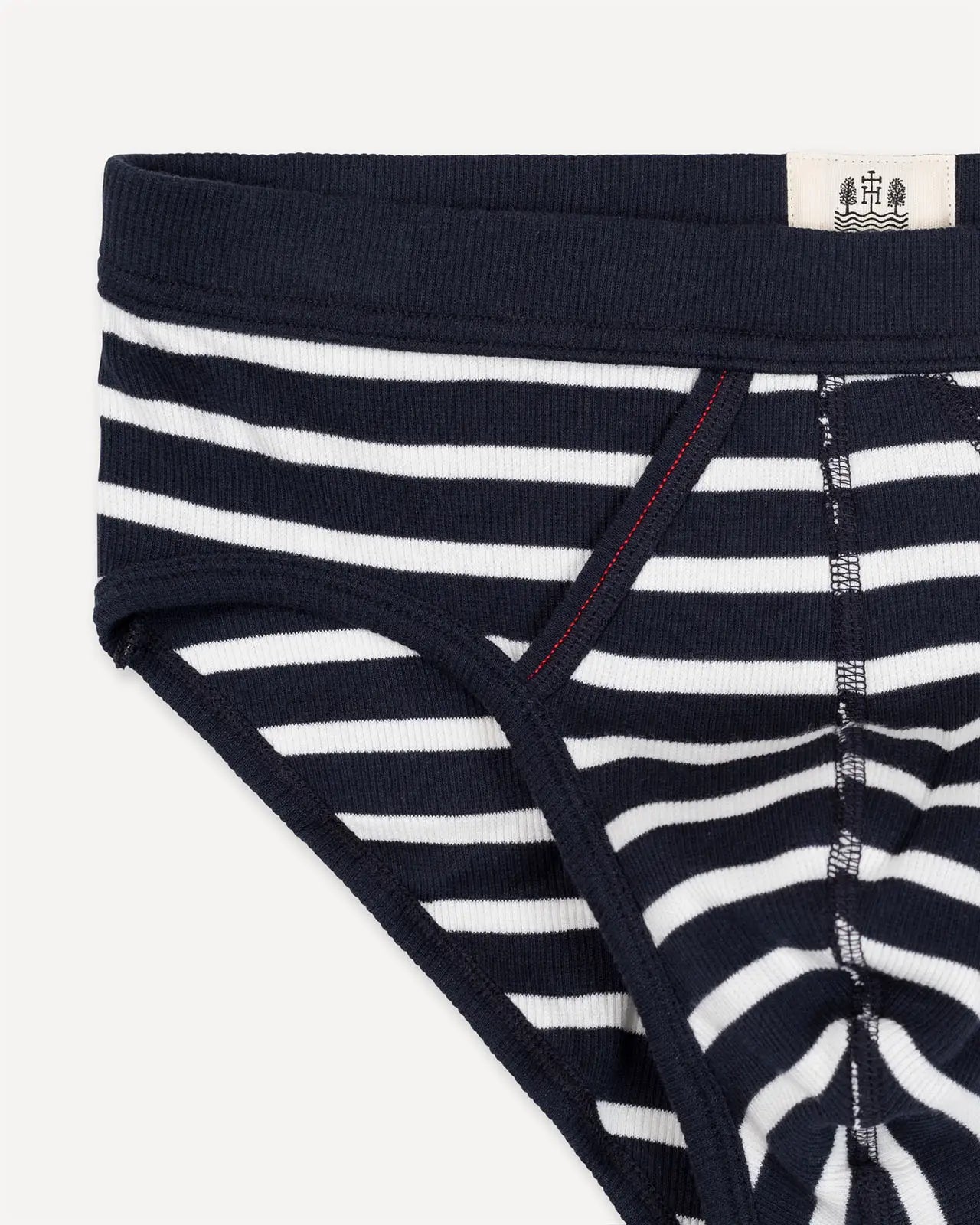 Men's brief breton stripe deep marine detail Etor Hemen Biarritz