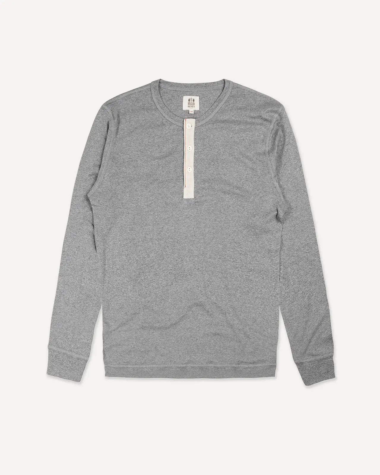 Men's henley heather grey front Harri Hemen Biarritz