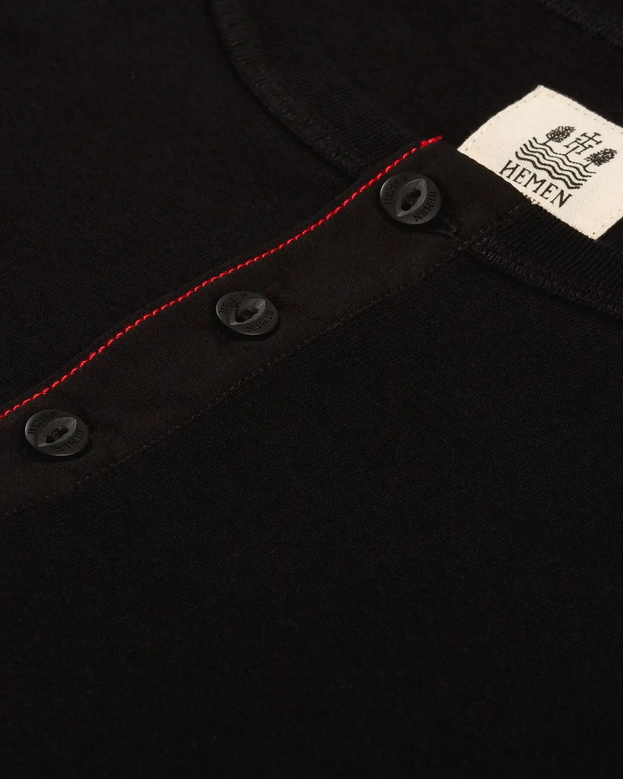 Men's henley black detail Luzien Hemen Biarritz