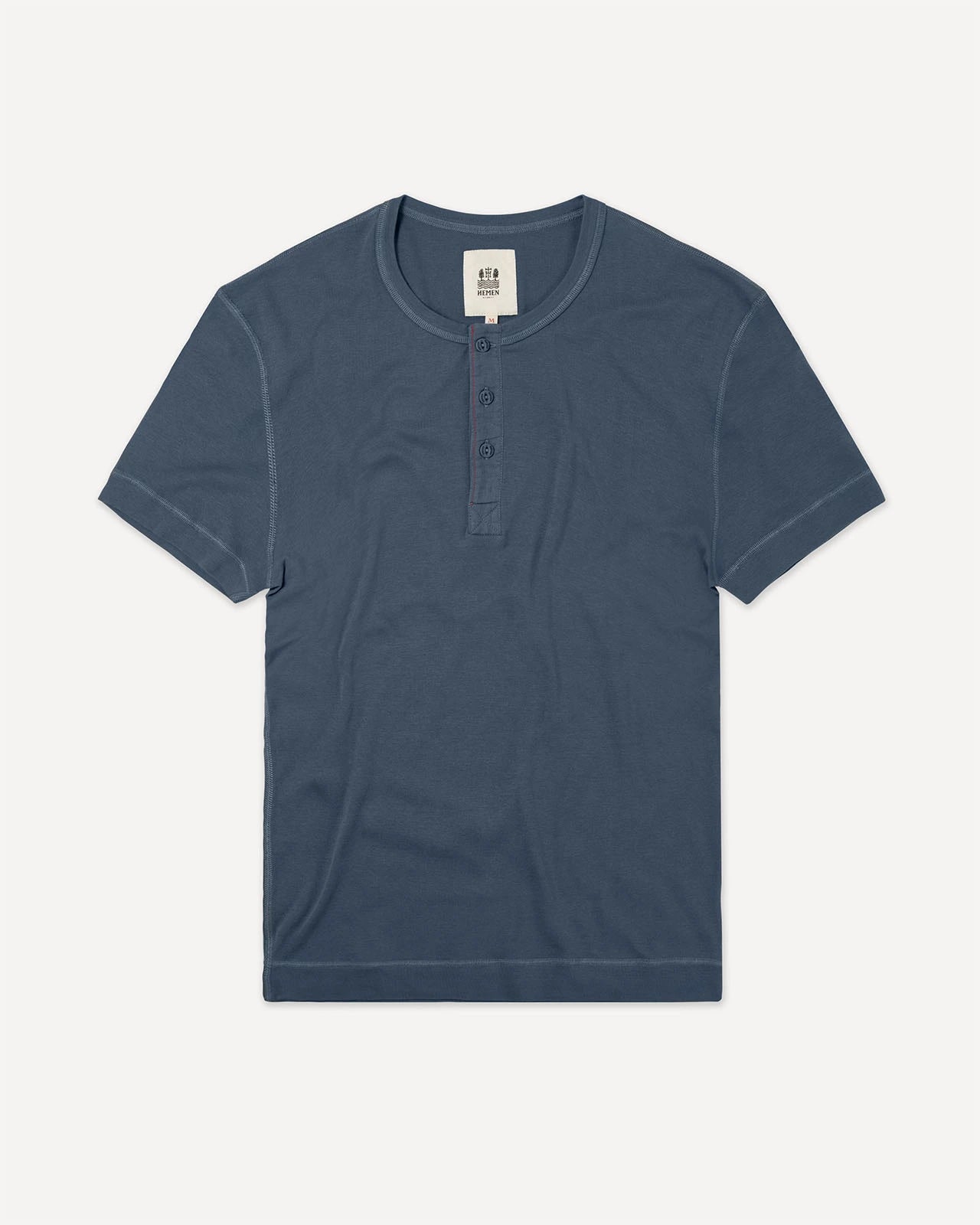 Men's henley steel blue front Luzien Hemen Biarritz
