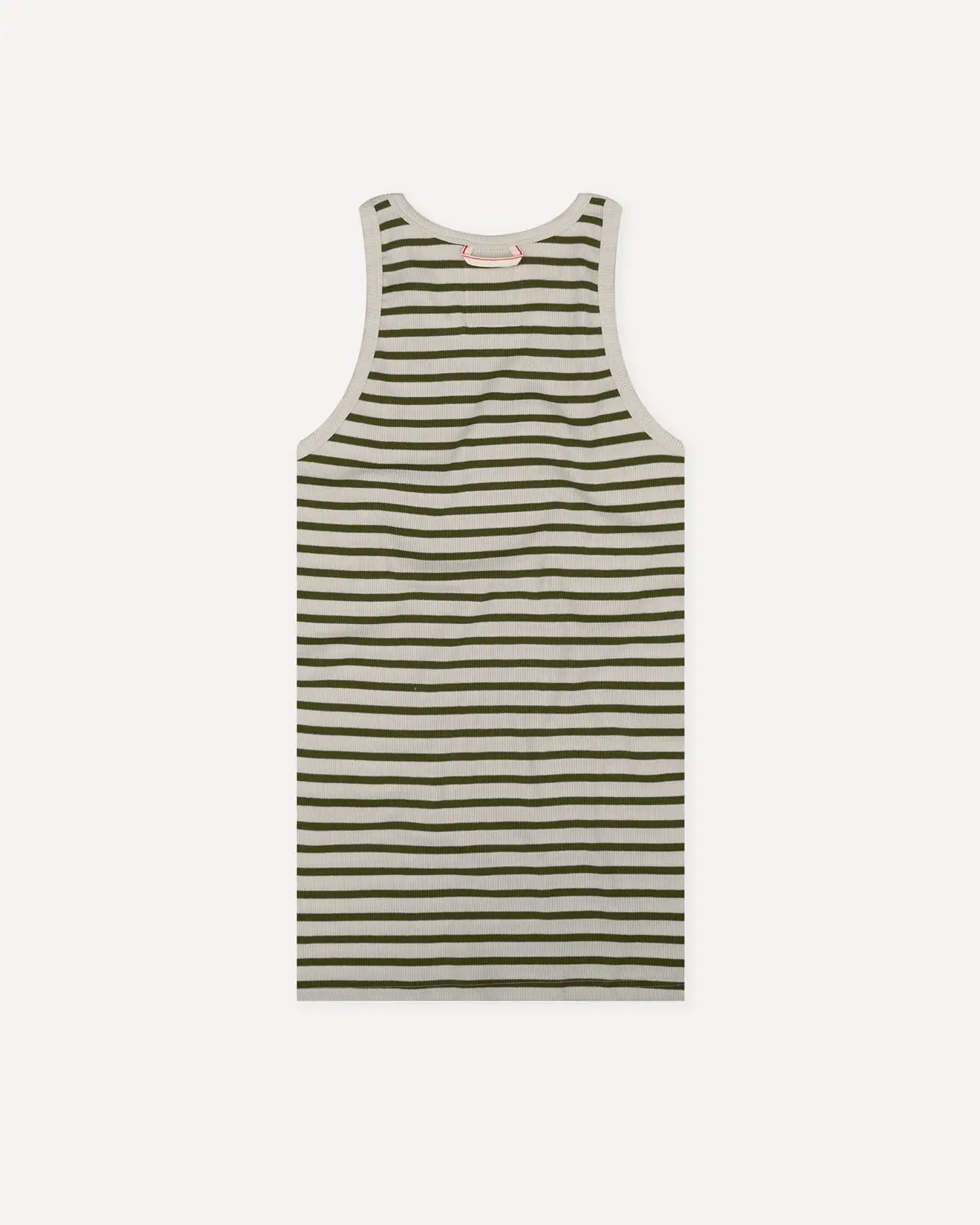 Men's tank top breton stripe khaki back Gari Hemen Biarritz