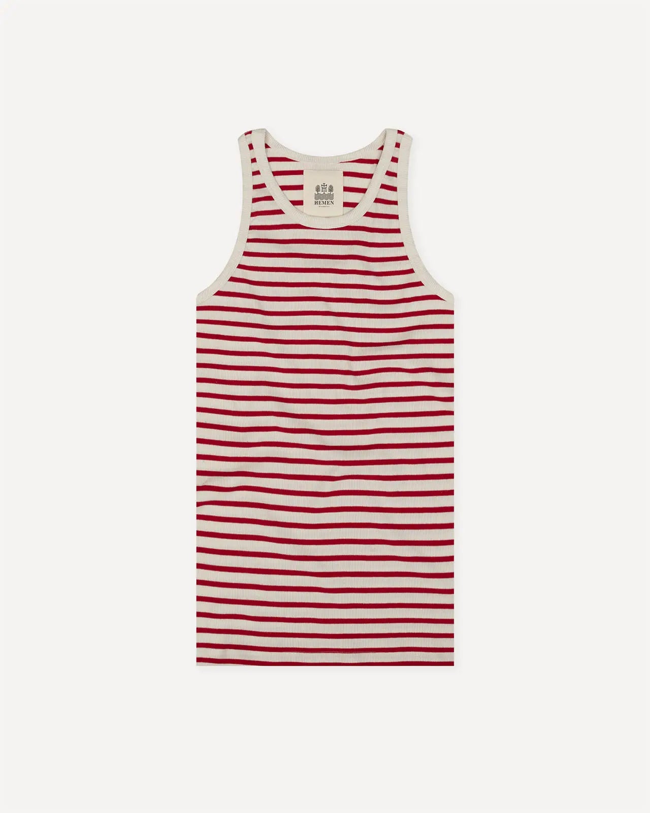 Men's tank top breton stripe red front Gari Hemen Biarritz