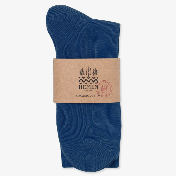 04 blue bleu socks hmn04 chaussette hemen made in france marque homme men coton bio sustainable