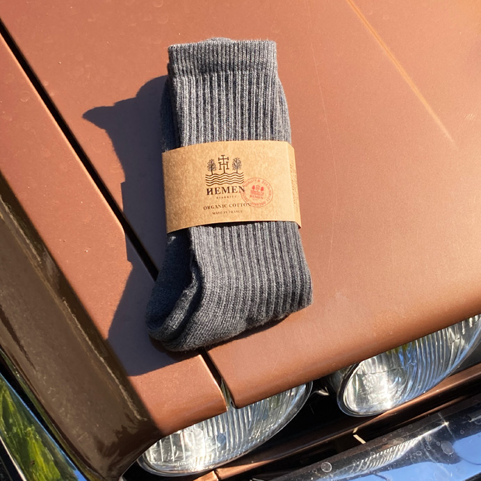 blue heathergrey socks hmn chaussette hemen made in france marque homme men coton bio sustainable